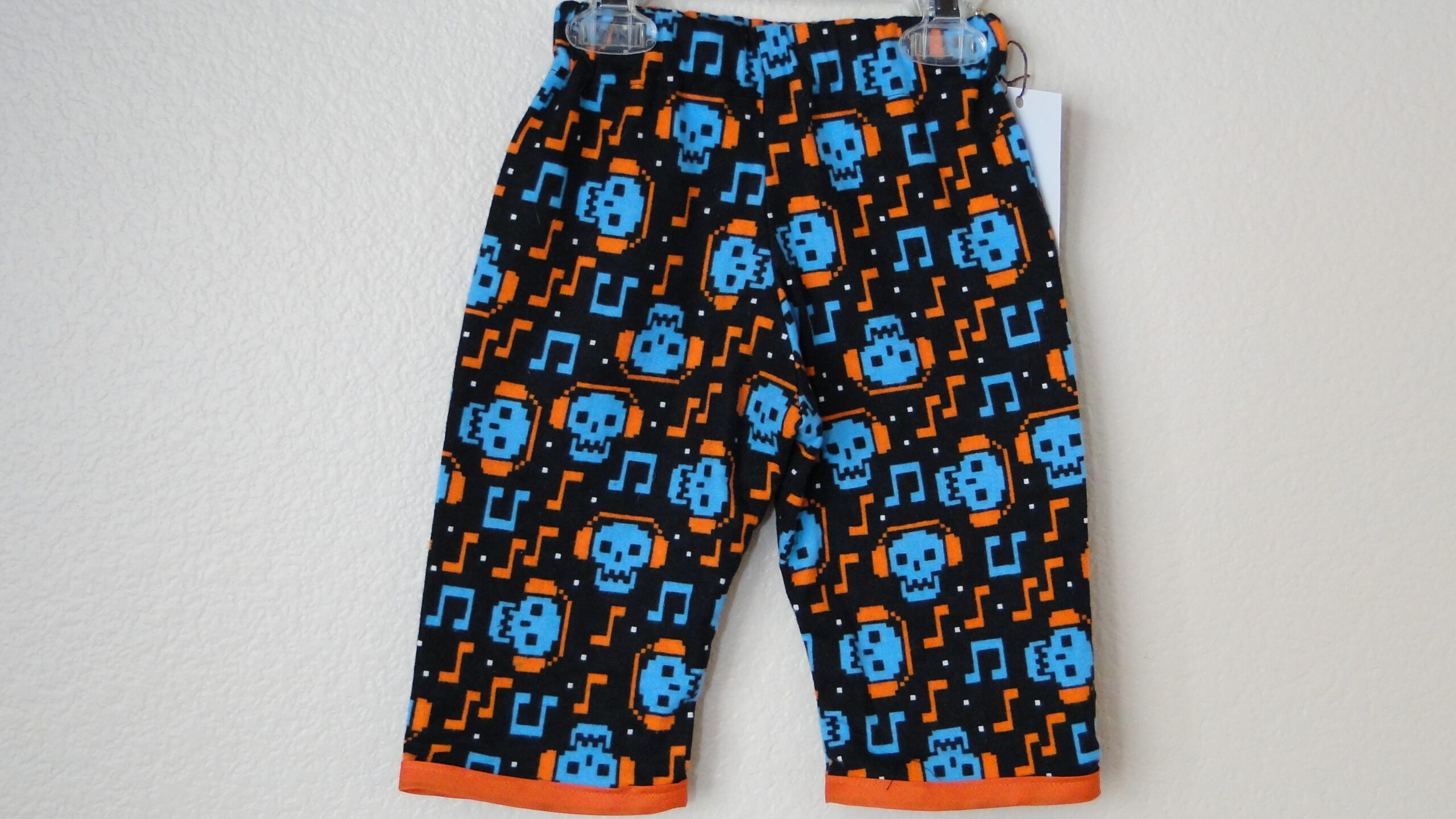 Boy’s Blue & Orange Skull Pacman Theme Pants – Conscious Children’s ...