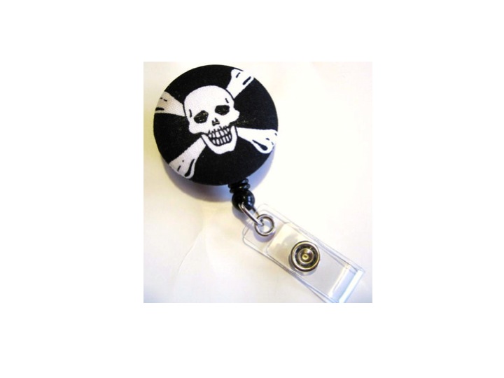 Black & White Retractable ID Badge Reel Holder Lanyard Skulls – Skull  Pirate – Skull & Pirate Clothing & Stuff