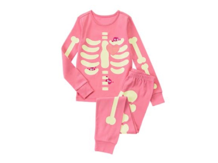 NEW Gymboree Halloween Girls Pink Glow in Dark skeleton pajamas pjs costume 2T 3 
