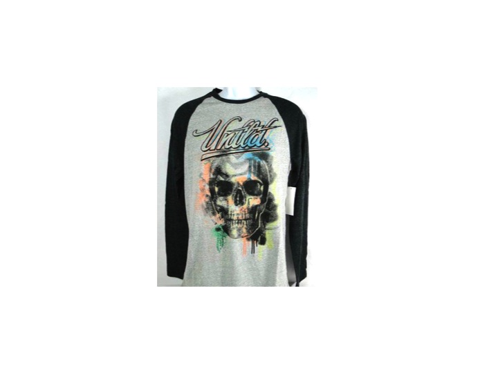 Men’s Grey Skull Henley Long Sleeve Shirt – Ecko Unlimited – Skull ...